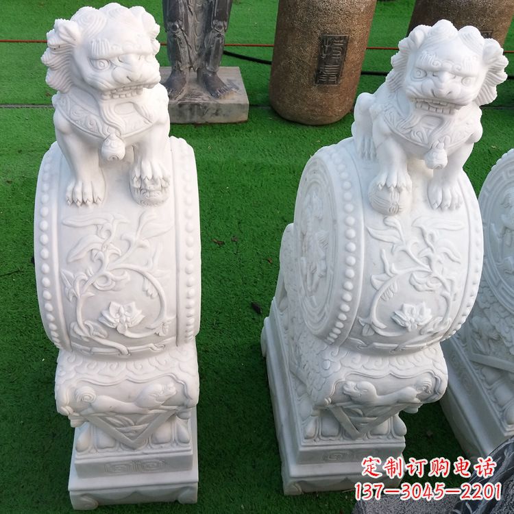 淄博石雕青石貔貅门墩雕塑
