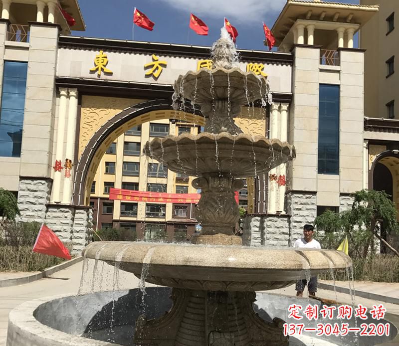 淄博石雕小区大型喷泉雕塑