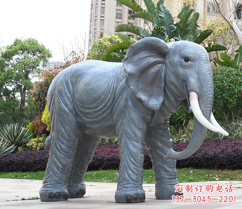 淄博石雕小区动物大象