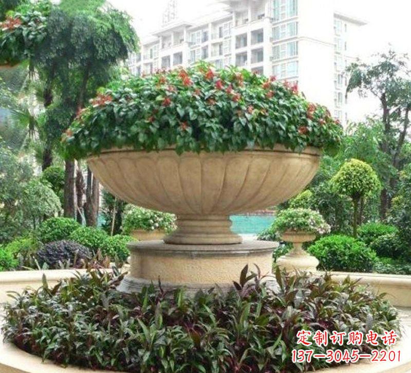淄博石雕小区花盆