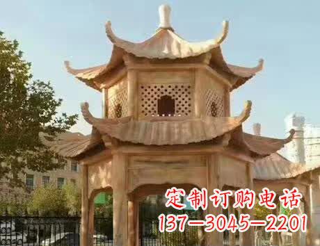 淄博石雕小区景观双层凉亭