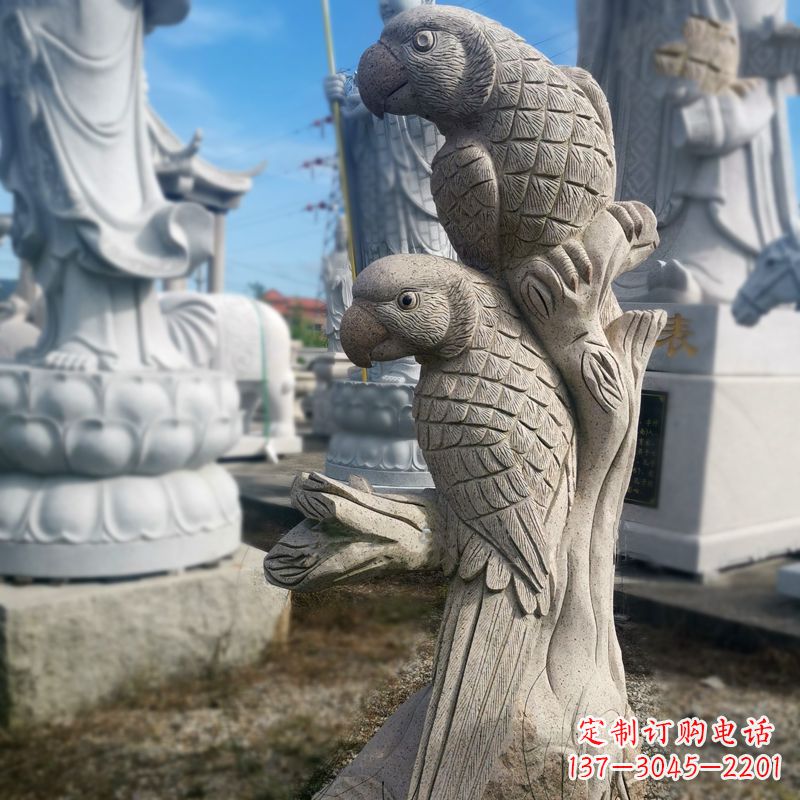淄博石雕鹦鹉景观雕塑摆件