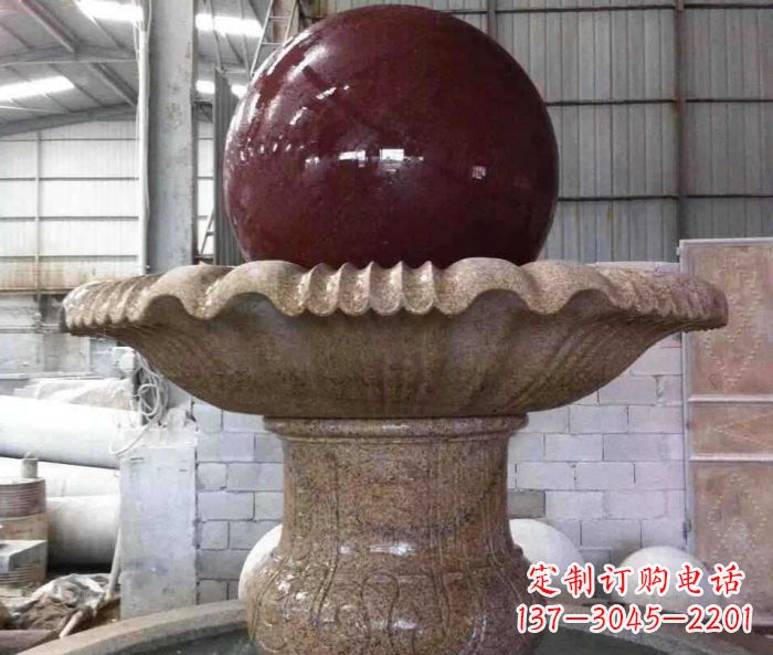 淄博石来运转小型风水球喷泉石雕 (2)