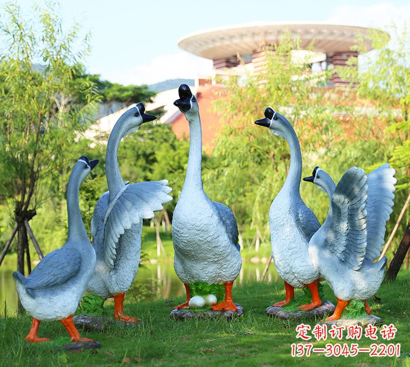 淄博树脂工艺品玻璃钢雕塑商场美陈户外园林景观装饰品仿真动物鹅摆件