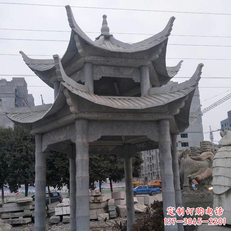 淄博双层八角石雕凉亭