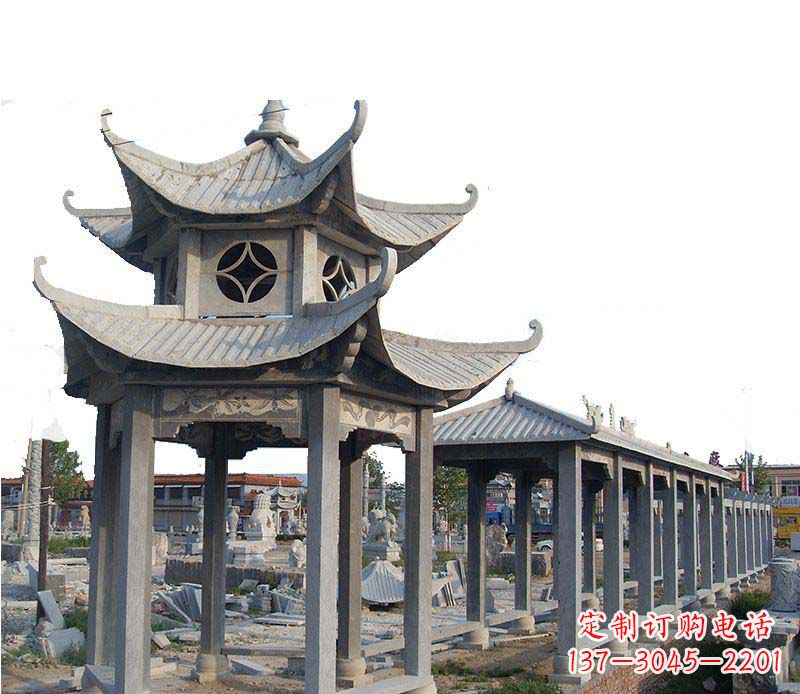 淄博双层仿古凉亭石雕