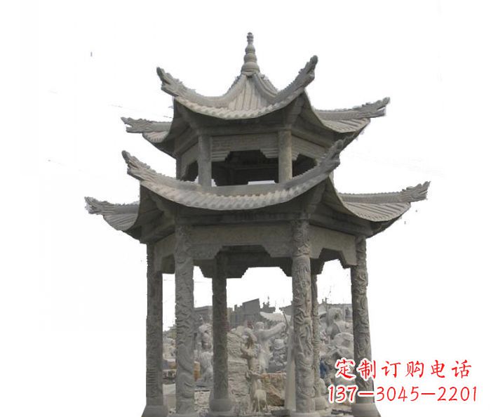 淄博双层仿古石雕凉亭 (2)