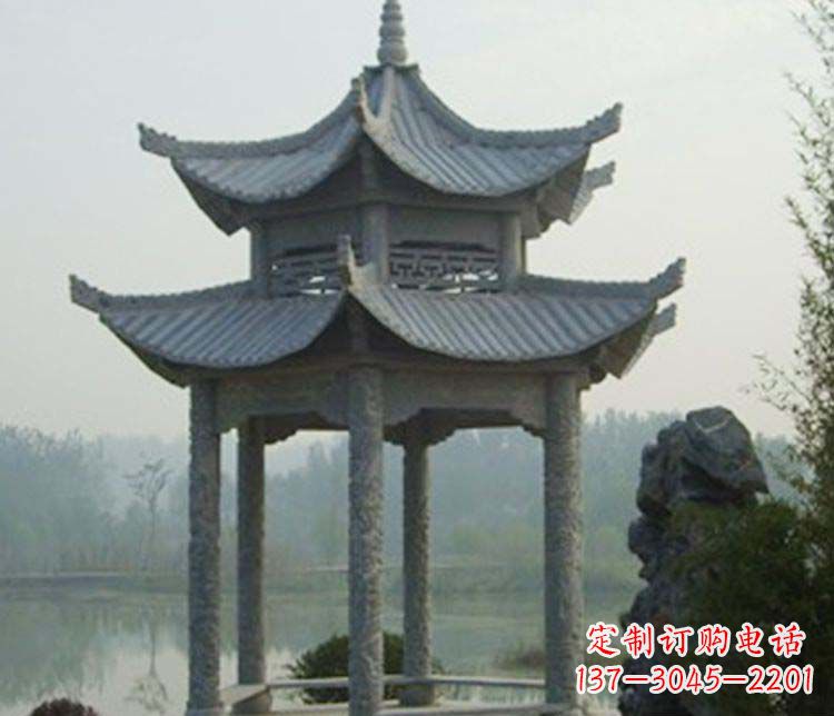 淄博双层仿古凉亭石雕_2