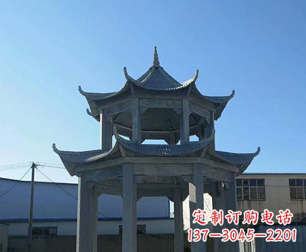淄博双层仿古石凉亭石雕_1