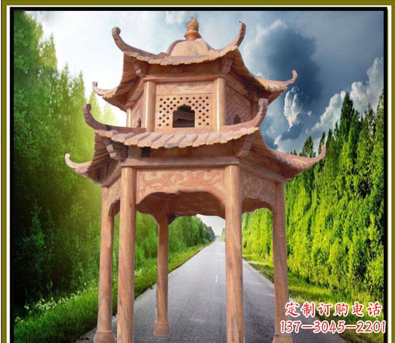 淄博双层凉亭园林石雕