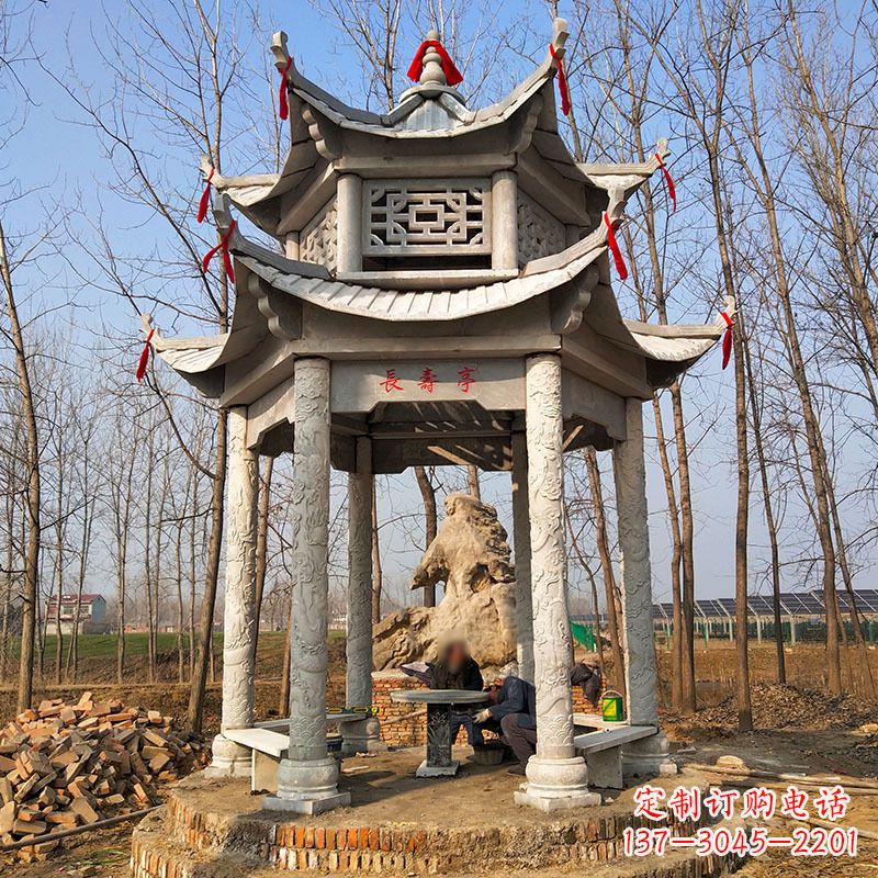 淄博双层六角石凉亭
