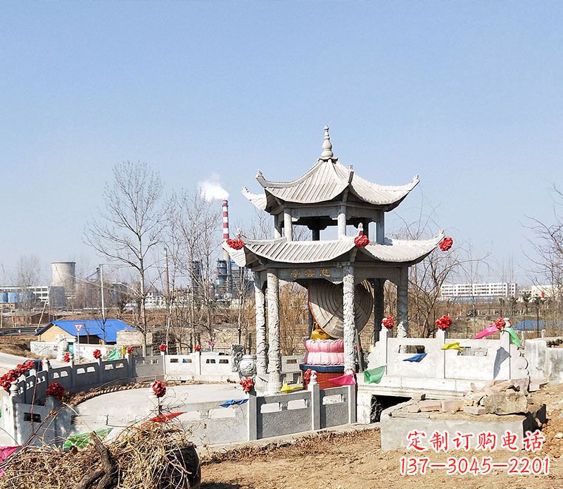 淄博双层石凉亭石雕 (2)