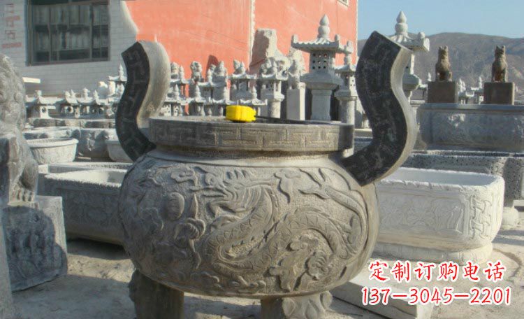 淄博双龙戏珠浮雕香炉铜雕