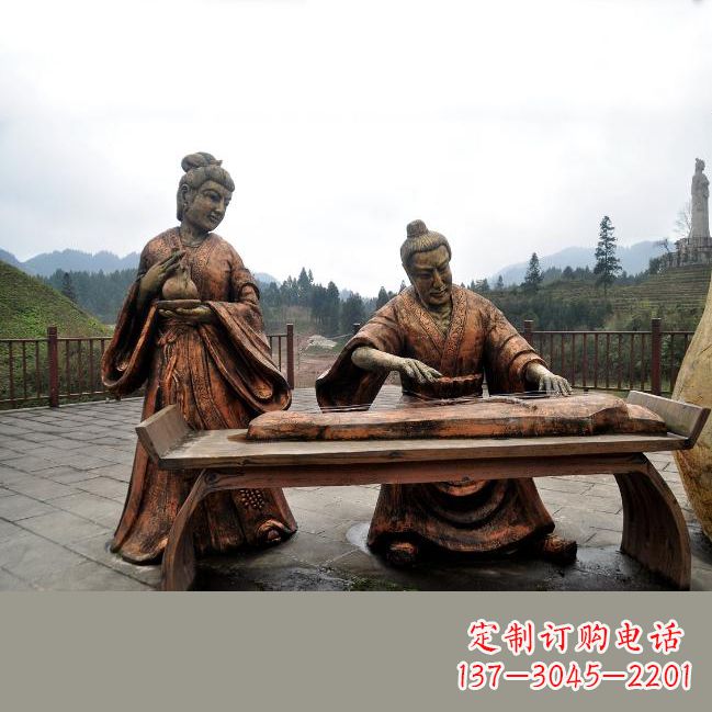 淄博司马相如与卓文君铜雕塑像-城市广场历史名人情景雕塑