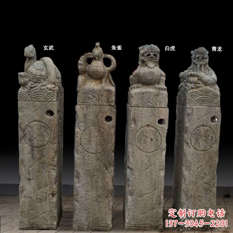 淄博四神兽拴马桩石雕