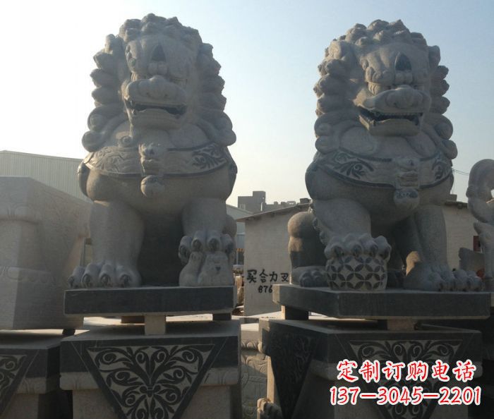淄博寺庙景观仿古石狮子 (2)