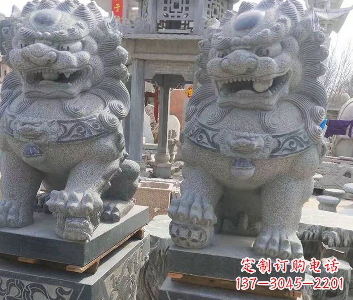 淄博寺庙景观仿古石狮子 (3)