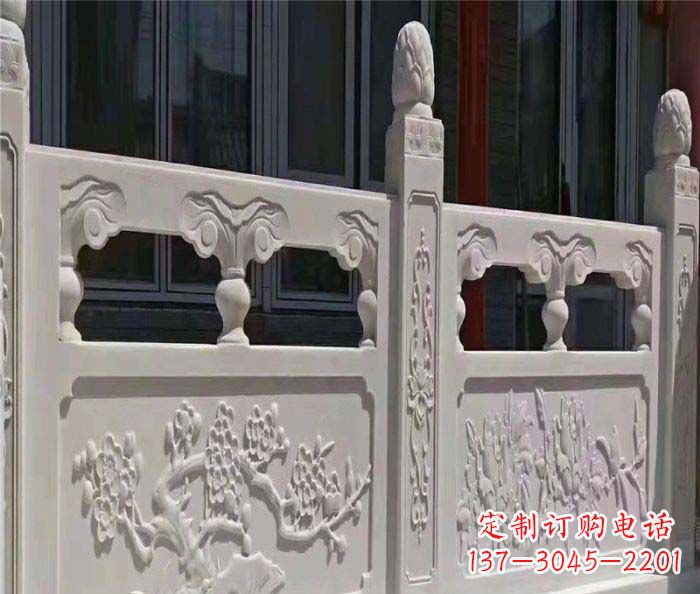 淄博寺庙景观汉白玉石浮雕栏板 (2)