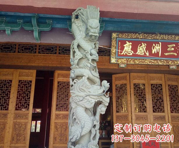 淄博寺庙景观龙柱石雕 (2)