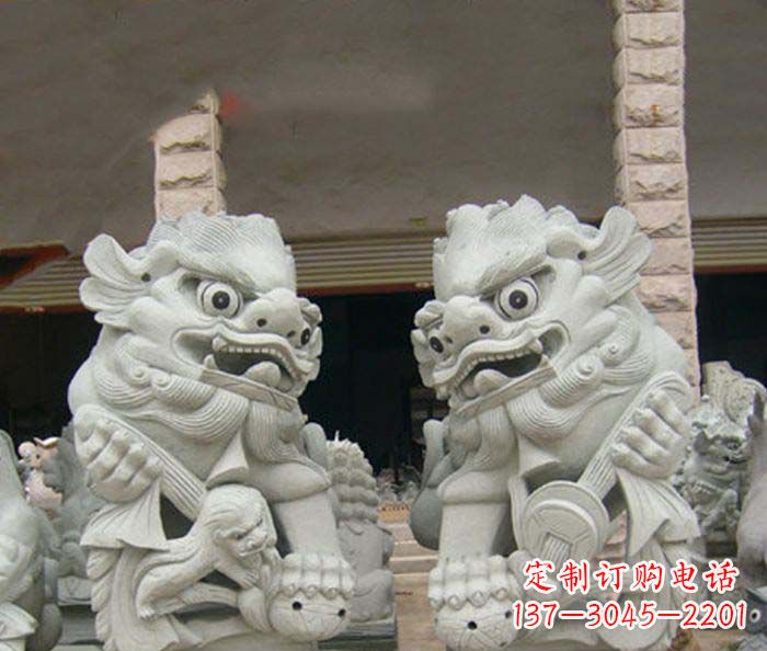 淄博寺庙景观南方狮子石雕 (2)
