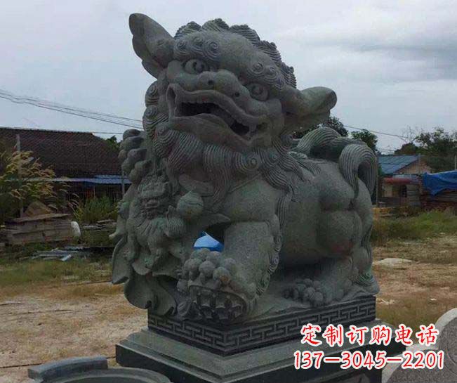 淄博寺庙景观南方狮子石雕