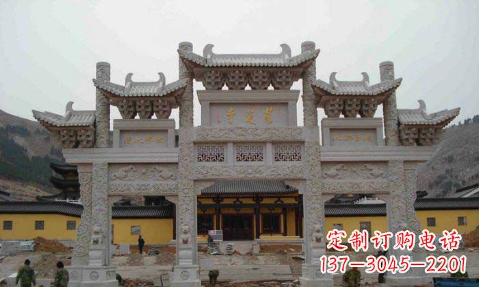 淄博寺庙景观三门五楼石牌坊