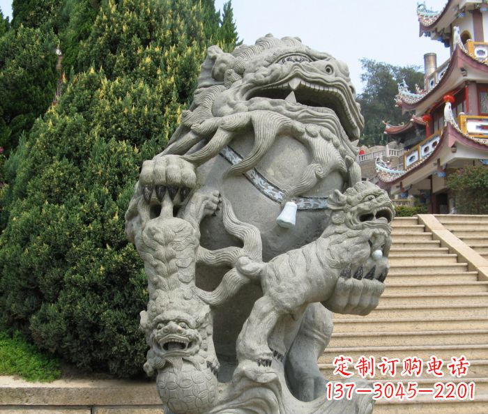 淄博寺庙景观狮子石雕