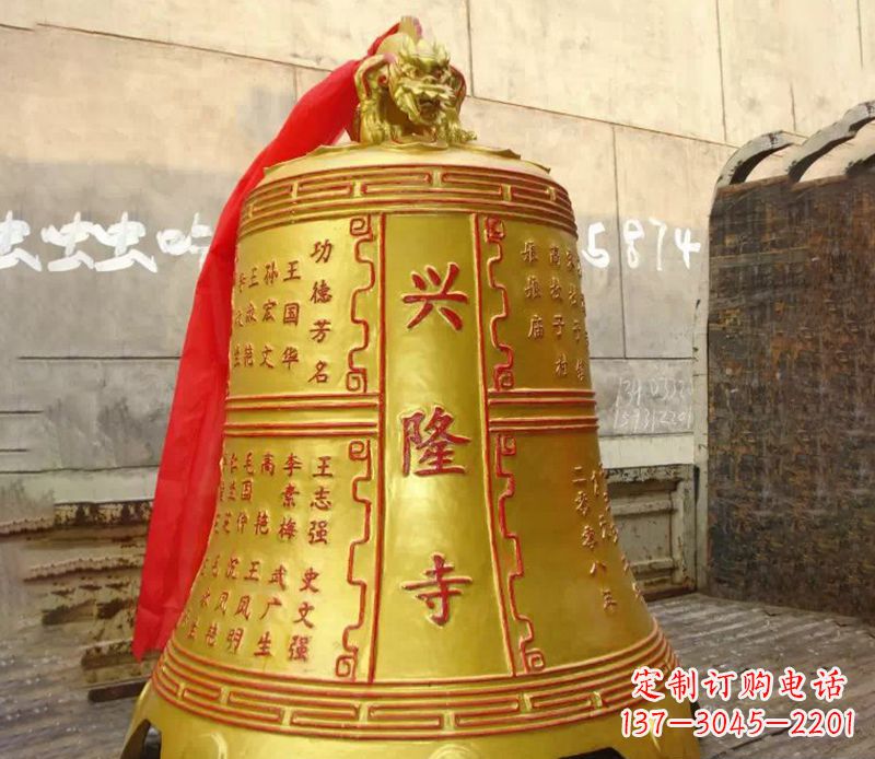 淄博寺庙景观铜钟雕塑