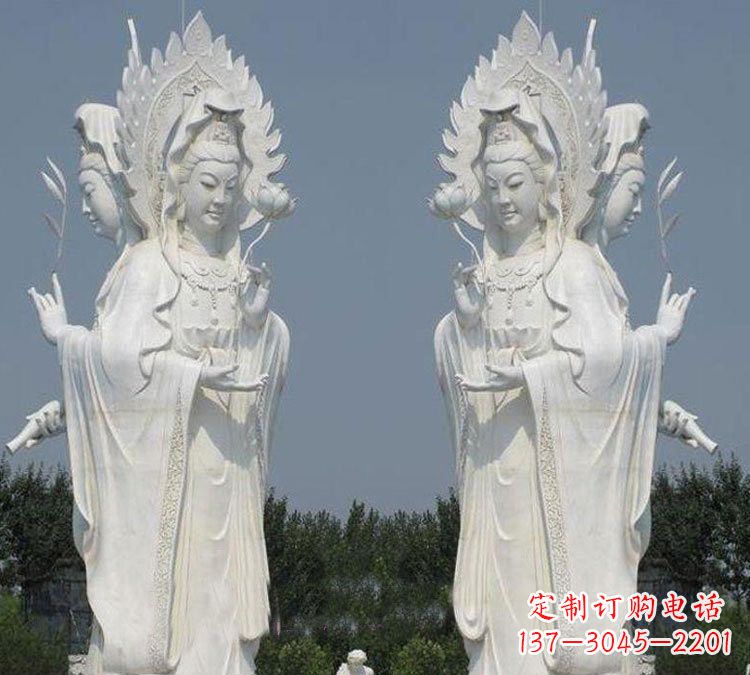 淄博寺庙三面观音菩萨雕塑