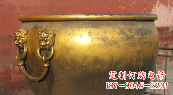 淄博寺庙水缸铜雕 (2)