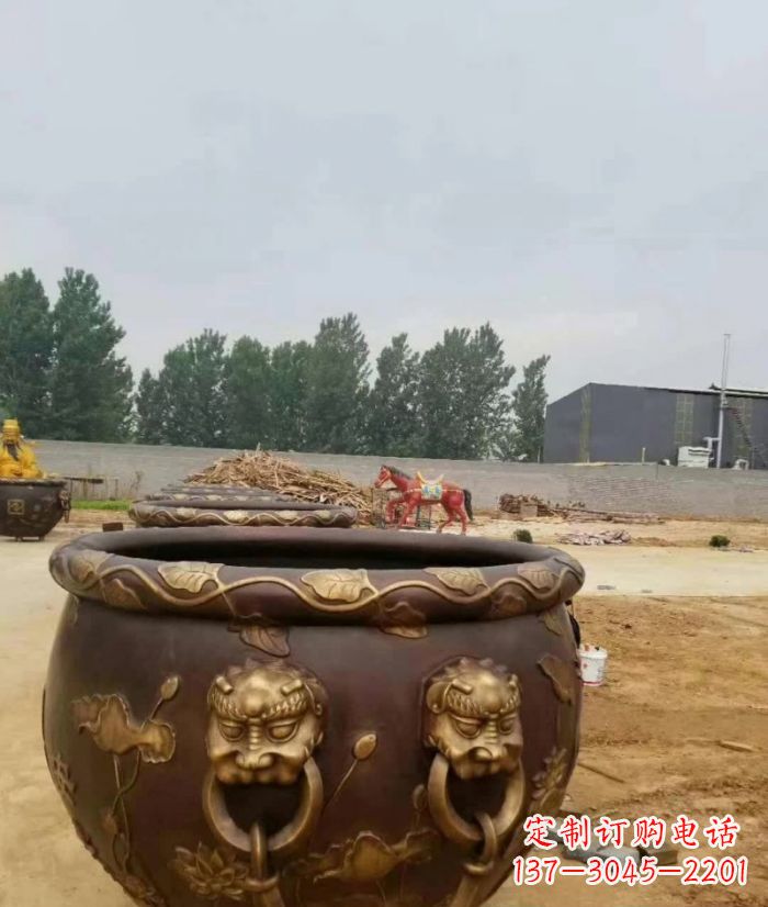 淄博寺庙水缸铜雕 (4)