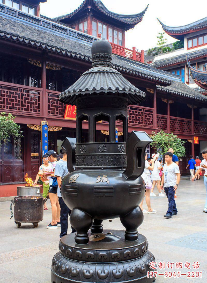 淄博寺庙铜香炉铜雕 (2)