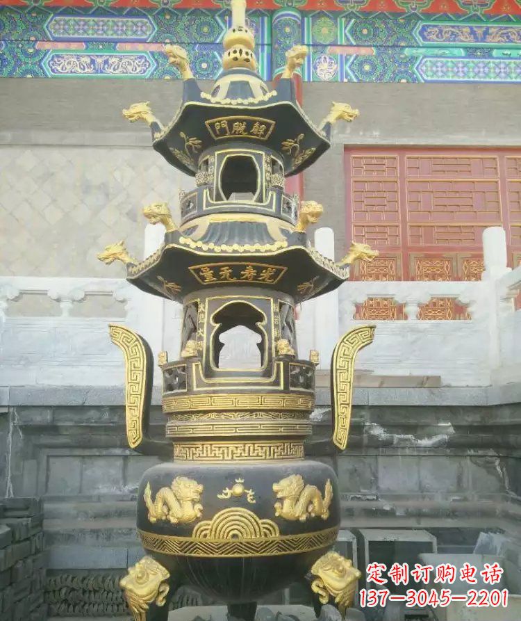淄博寺庙香炉铜雕_1