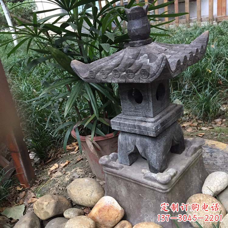 淄博寺庙园林青石做旧仿古石灯