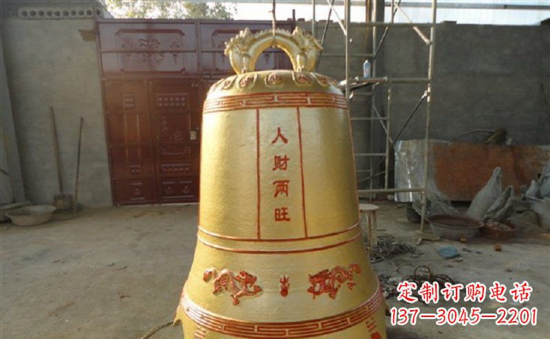 淄博寺庙铸铜钟雕塑
