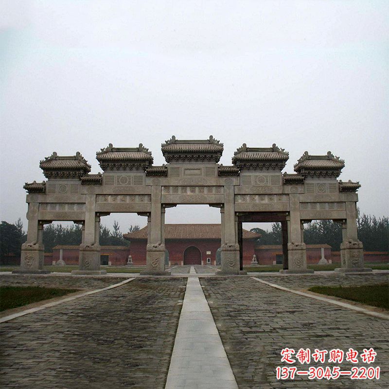 淄博寺院五门石牌楼