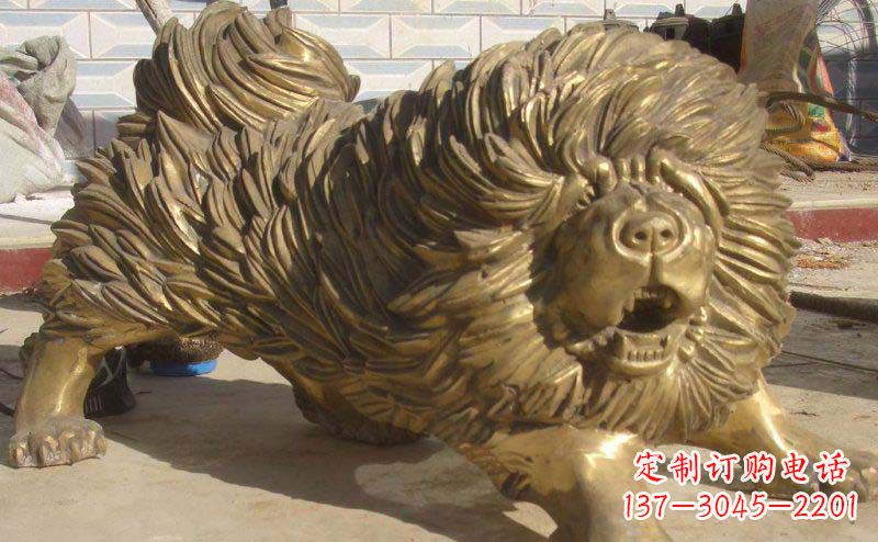 淄博松狮犬动物铜雕