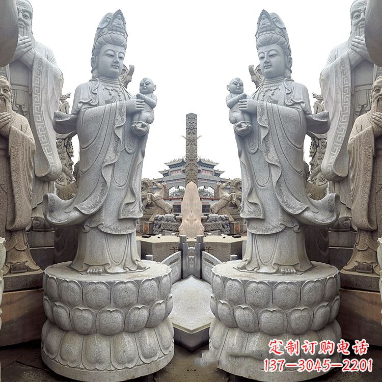 淄博送子观音青石雕塑