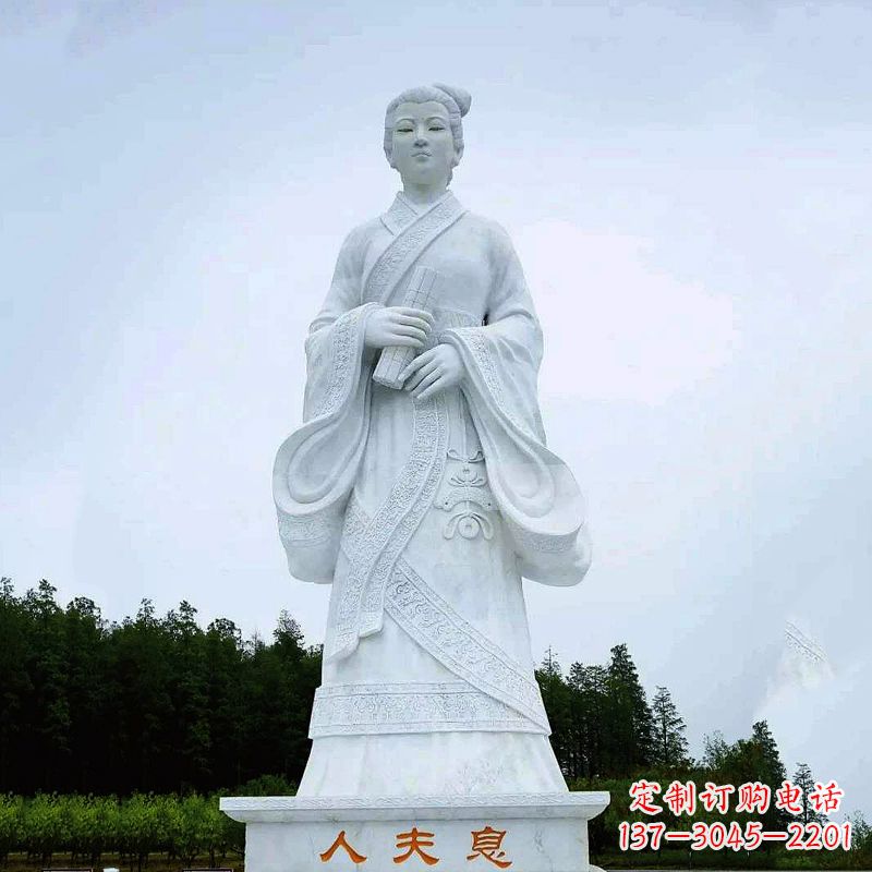 淄博桃花夫人息妫汉白玉雕塑-景区园林历史名人古代著名美女雕像