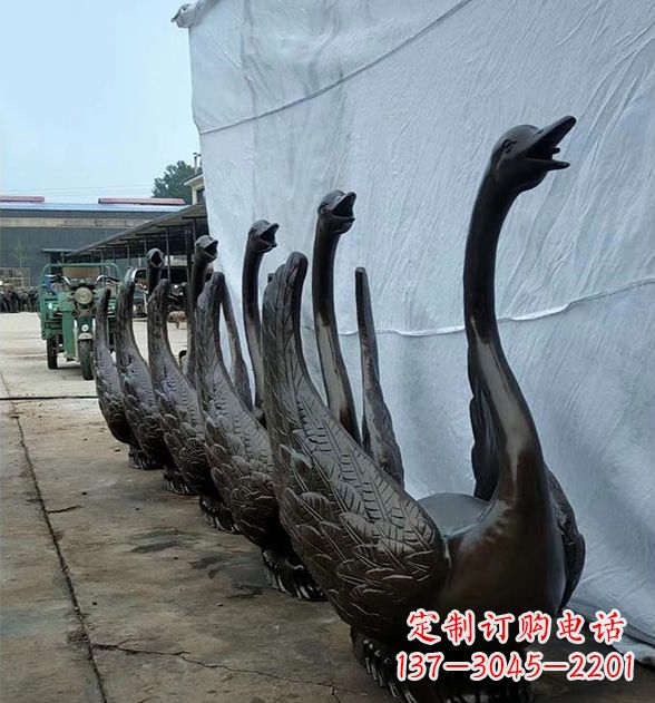 淄博天鹅喷泉铜雕,园林喷泉水景流水组件