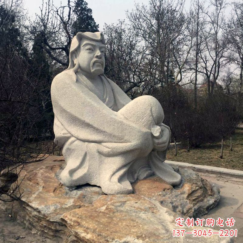 淄博田园诗派鼻祖陶渊明公园园林石雕坐像