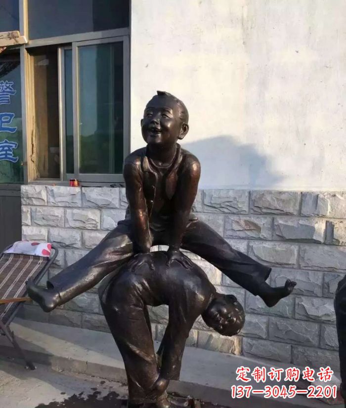 淄博跳马儿童铜雕 (2)