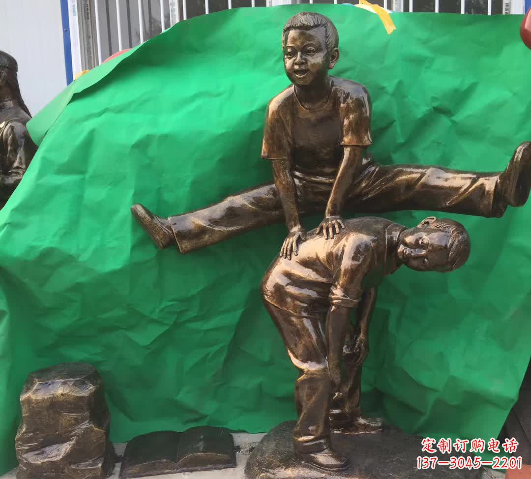 淄博跳马儿童铜雕