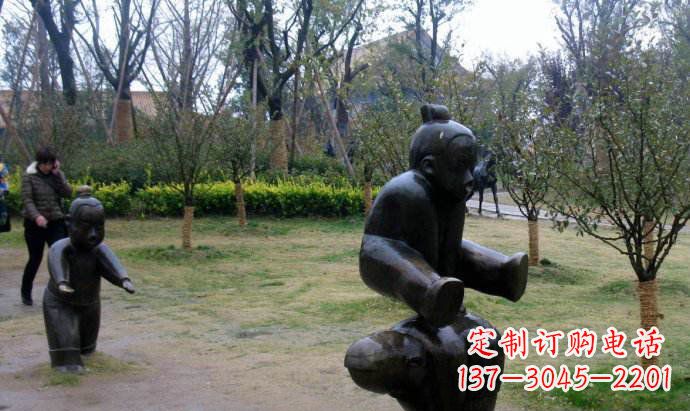 淄博跳山羊公园人物铜雕