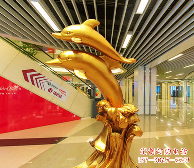 淄博跳跃的海豚铜雕