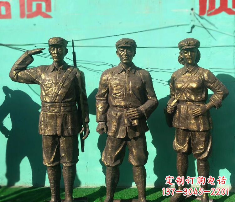 淄博铜雕八路军战士雕塑