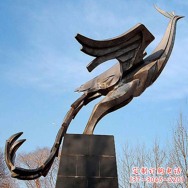 淄博铜雕百鸟之王凤凰景观雕塑
