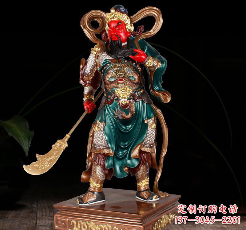 淄博铜雕彩绘关公