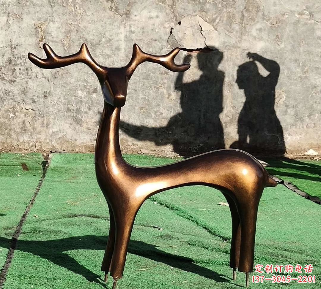 淄博铜雕抽象小鹿雕塑