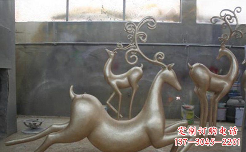 淄博铜雕抽象树枝梅花鹿雕塑